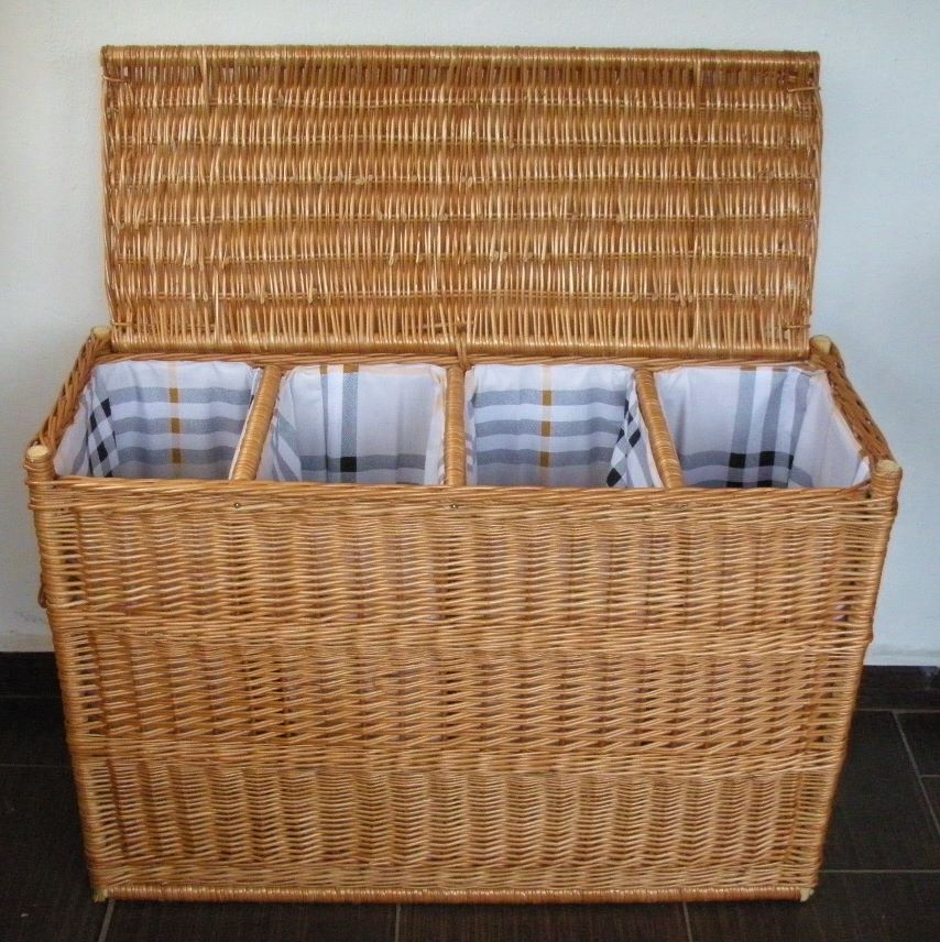 WÃ¤schetruhe - WÃ¤schesortierer 4 Abteile aus Korbweide CH270 KORBWAREN