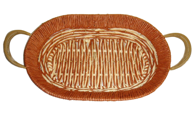 Brotschale Deko Schale Obstschale oval aus Rattan Metallrahmen