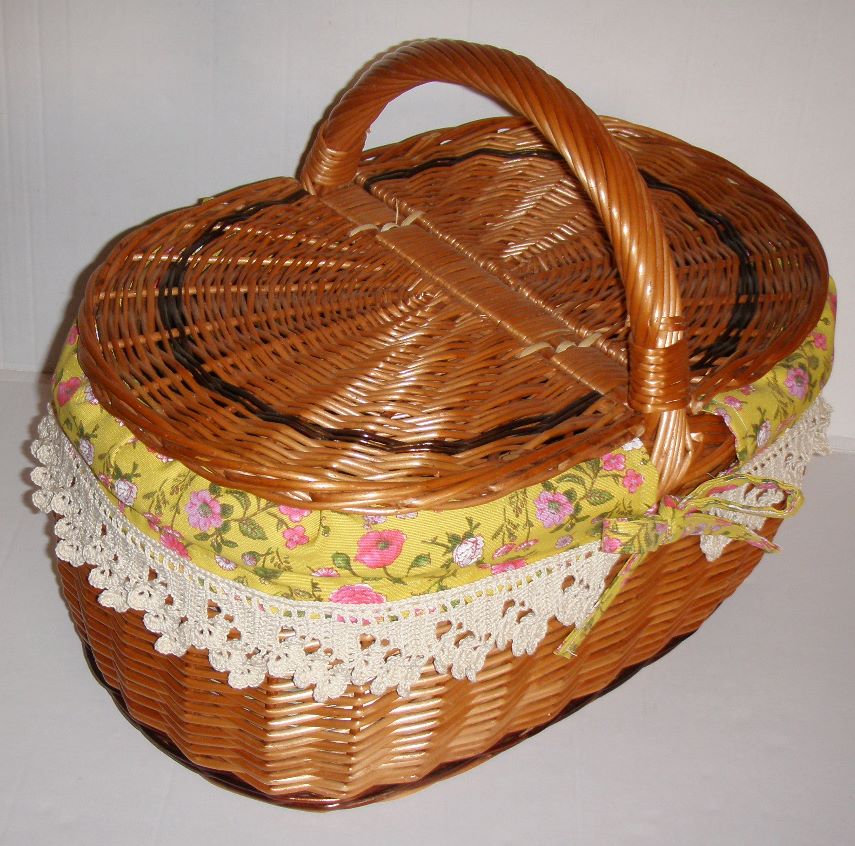 Picknickkorb Brotzeitkorb Einkaufskorb mit Deckel aus Weide KORBWAREN